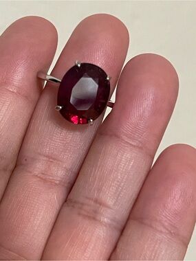 Natural Rubellite Tourmaline Gemstone Ring 925 Silver Size 7 AGA Certified